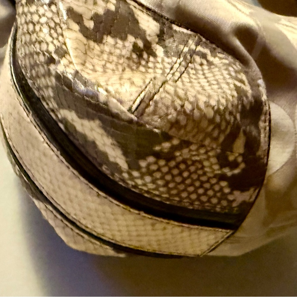 Coach Signature Jacquard Hobo Shoulder Bag w/ Snakeskin Trim - Picture 6 of 15
